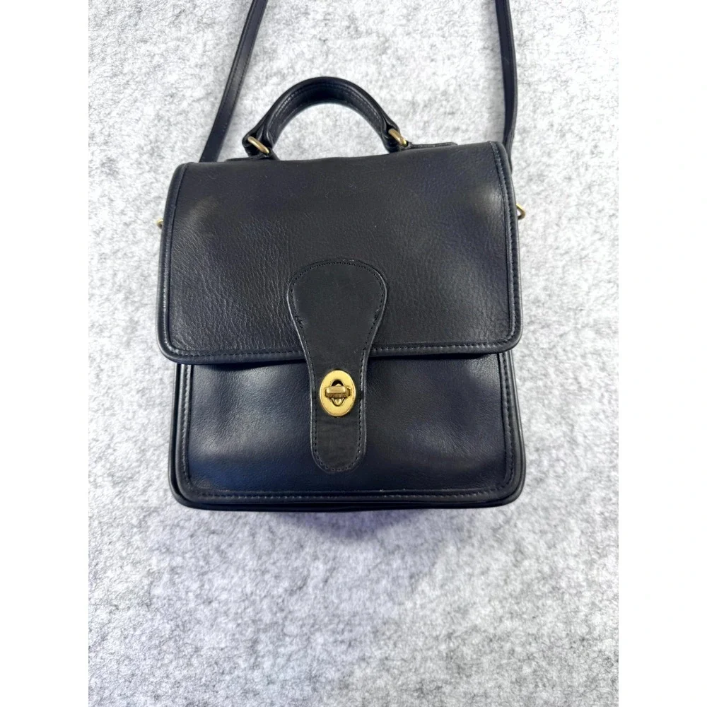 Vintage Coach Willis Top Handle cross Bag Women's Black Leather Inner Pockets